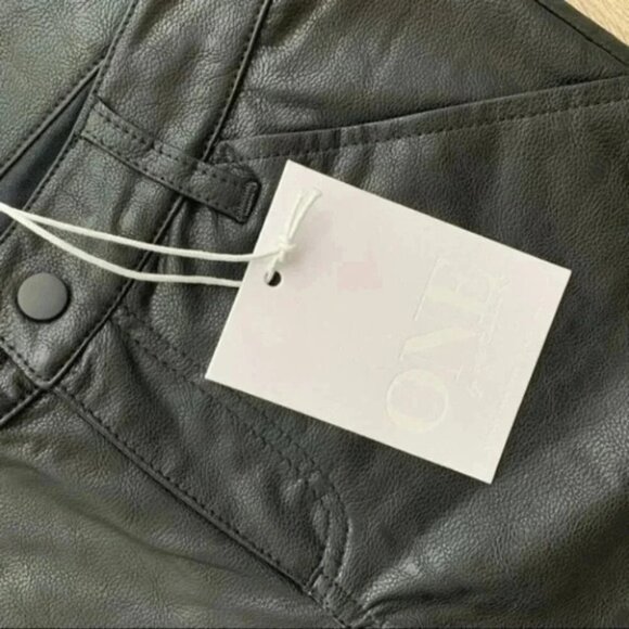 Free People One Teaspoon Faux Leather Pants Leggings Black Straight Leg - Picture 12 of 16